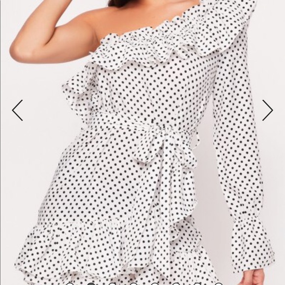 Polka Dot One Shoulder Mini dress - Picture 2 of 4
